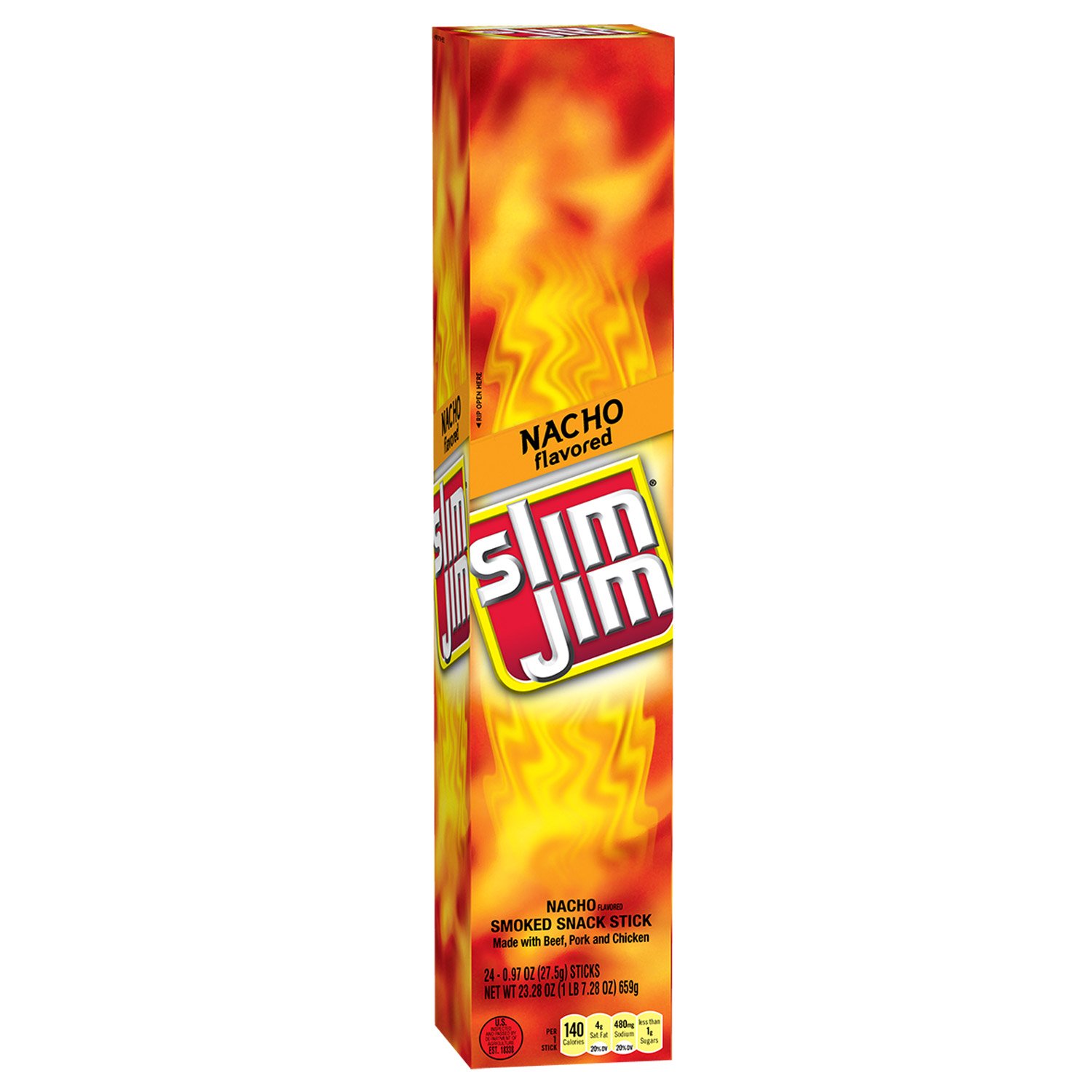 Photo 1 of  EXP  20 JUL 2025 Slim Jim Giant Smoked Meat Stick, Nacho Flavor, .97 Oz. (24 Count)