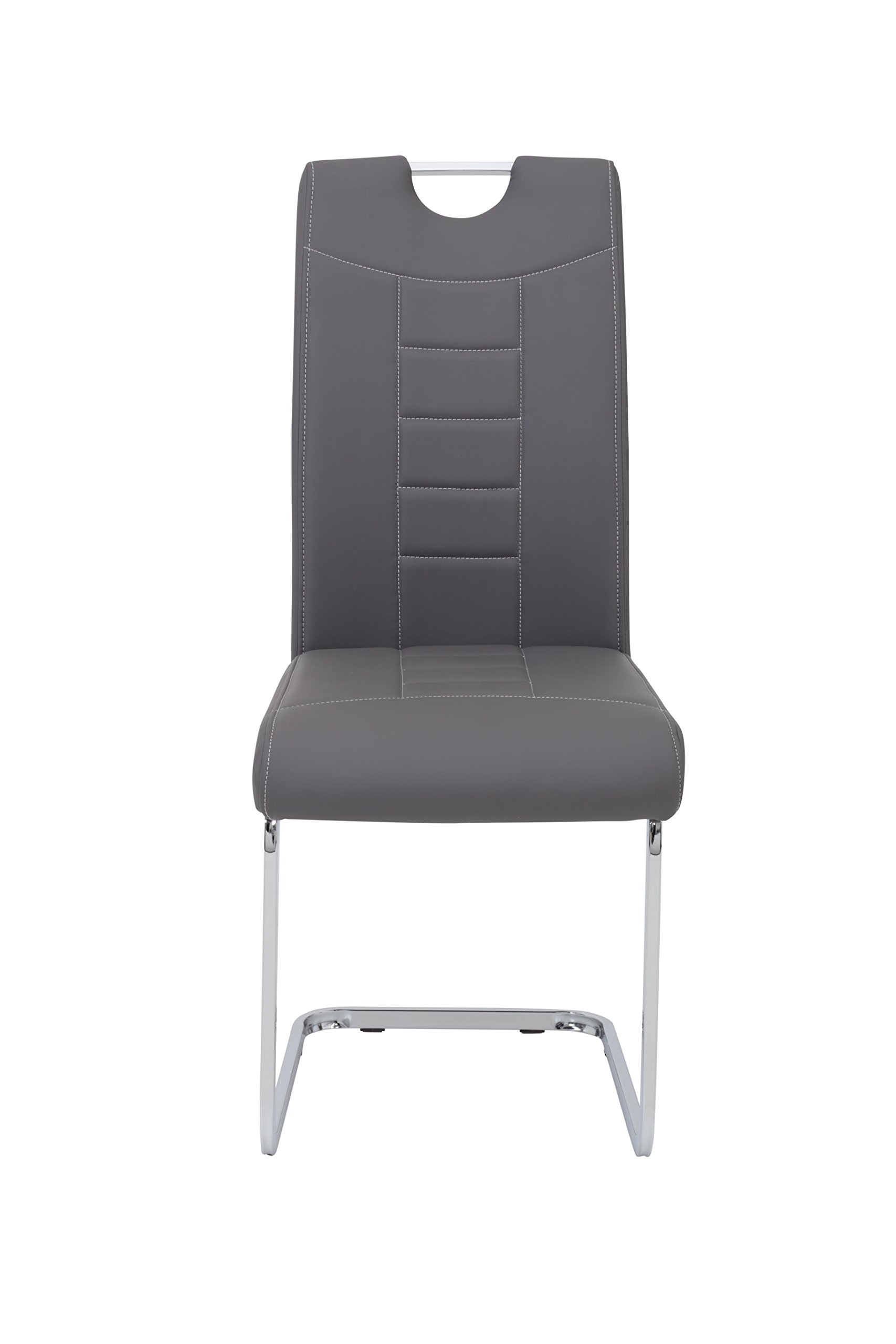 Hela Tische, 4er Set Schwingstuhl Küchenstuhl Ruby, Kunstleder Grau, Griffmulde, Metallgestell + Griff Chrom, 140kg belastbar 7
