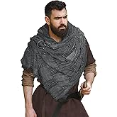 Post Apocalyptic Shawl Cape with Pin, Viking Cowl Scarf Wrap Medieval Renaissance Costume for Men Women Cosplay