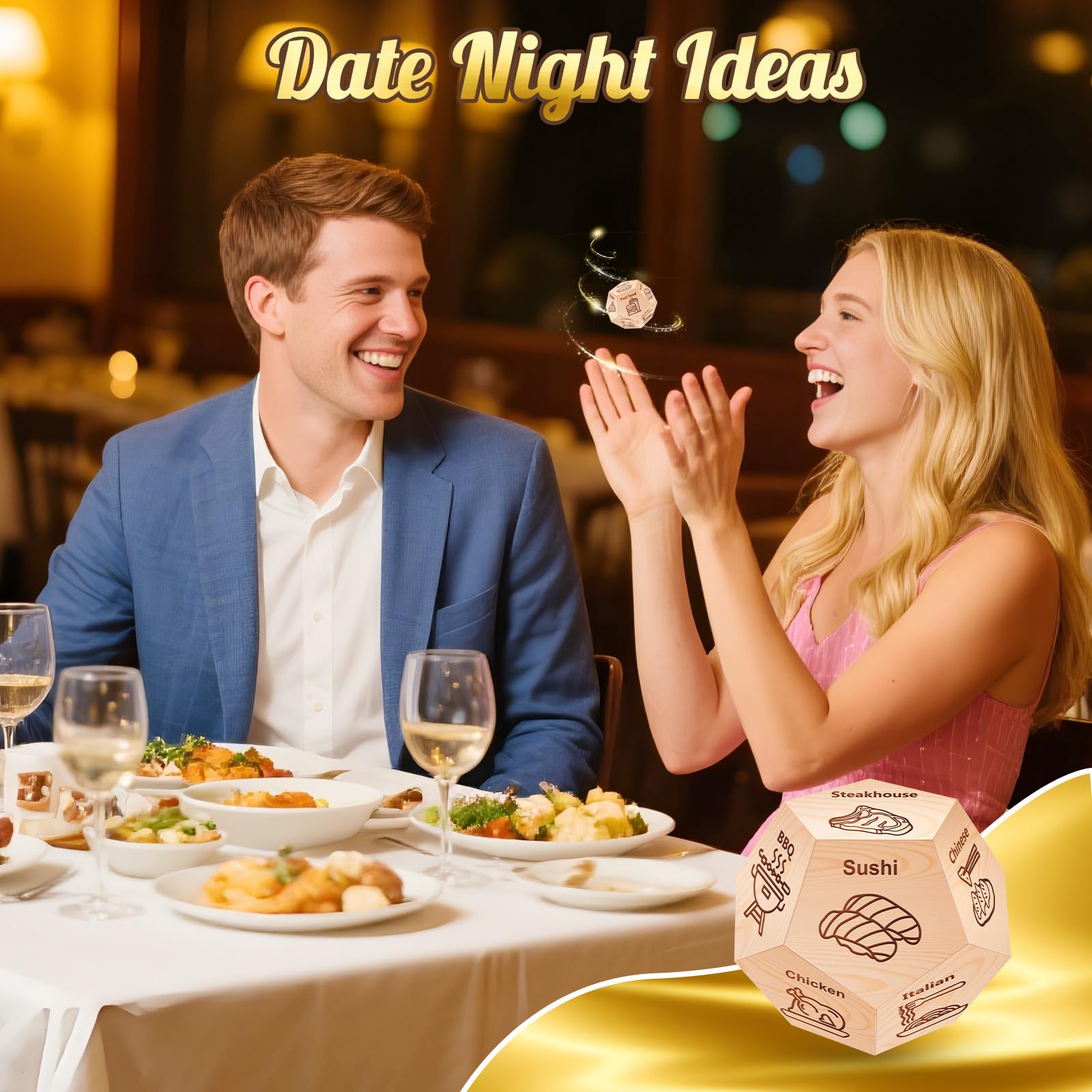 Stocking Stuffers for Men Women, Christmas White Elephant Gifts for Adults Exchange, Winzwon Date Night Food Decision Dice, Anniversary Birthday Couples Valentines Day Gifts for Him Her Boyfriend