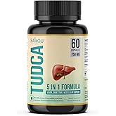 SAIKOU HERBS TUDCA (Tauroursodeoxycholic Acid) 750mg - 5 in 1 with Milk Thistle, Ashwagandha, Dandelion and Ginseng - 60 Servings