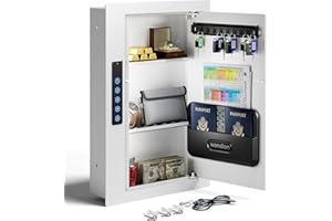Wendlon Quick Access White Wall Safe with Document Storage Box, Flat Hidden In Wall Safes Between the Studs 16" Centers, Wall