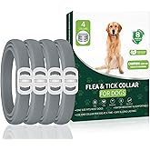 Flea and Tick Prevention for Dogs, 4 Pack Flea Collar for Dogs, Dog Flea and Tick Treatment, 32 Months Protection, Waterproof, Adjustable Collar for Dog, One Size Fits All for All Breeds, Grey