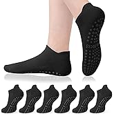 YSense 6 Pairs Pilates Socks with Grips for Women Non Slip Grip Socks Yoga Socks for Ballet Athletic Workout Hospital