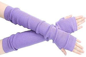 SEYUFN Winter Fingerless Long Gloves for Women Cashmere Blended Knitted Arm Warmers Super Soft Black Arm Sleeves