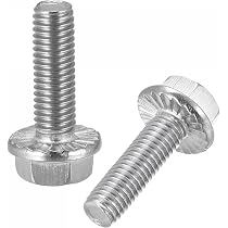Uxcell M6x8mm Phillips Hex Head Flange Bolts, 10 Pack 304 Stainless Steel Screws