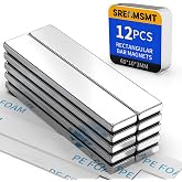 Powerful Neodymium Bar Magnets, 12 Pack Heavy Duty Magnet, 60x10x3 mm | Rare Earth Magnets, Rectangular Magnets, Small Magnet Strong for Fridge, DIY, Garage, Kitchen, Science, Craft, Office