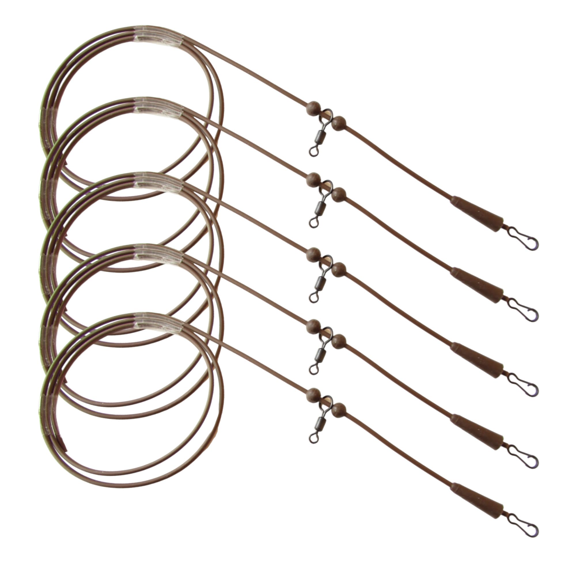 5 Pre Rigged Rig Tube Helicopter Set up Anti Tangle Fishing Tackle Accessories (Brown)