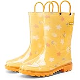 DREAM PAIRS Kids Rain Boots Cute Lightweight Waterproof with Pull-on Handles for Girls & Boys Toddler Outdoor Play