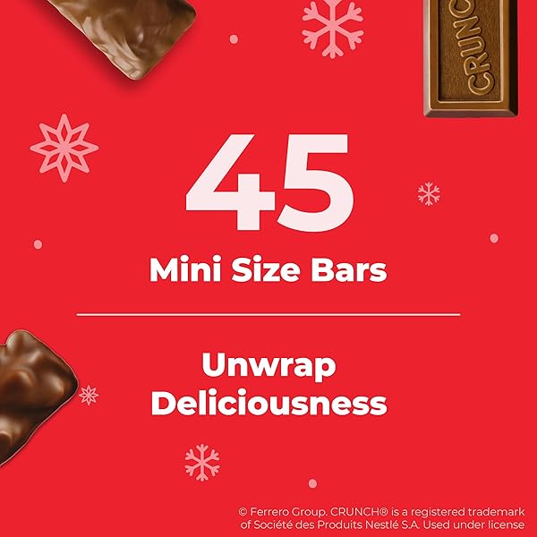BUTTERFINGER, CRUNCH AND BABY RUTH ASSORTED MINIS, INDIVIDUALLY WRAPPED HOLIDAY CANDY VARIETY PACK, 45 COUNT, 16.2 OZ