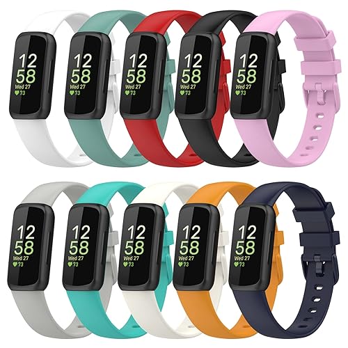 Compatible with Fitbit Inspire Bands, Replacement Soft Silicone Watch  Straps Soft Wristband for Fitbit Inspire Fitness Tracker Women&Men  (10-Pack,