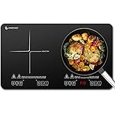 AMZCHEF Portable-Induction-Cooktop-2-Burner-ETL-Certified: 18 Power & 20 Temperature Levels Induction Burners 1800W, Independ