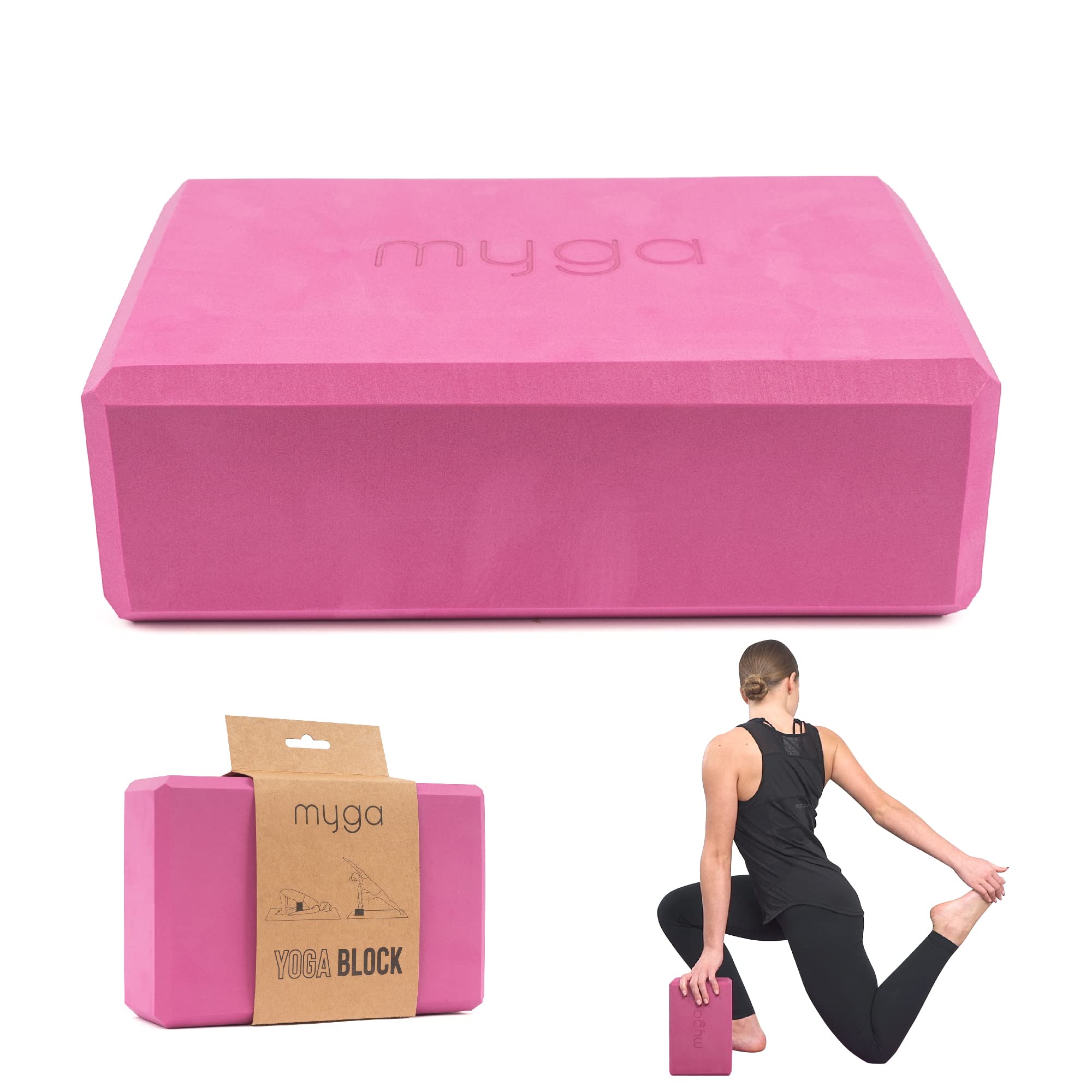 MYGA Yoga Block - Lightweight EVA Foam Yoga Brick - High Density Non-Slip Block for Pilates, Balance and Flexibility - Plum — image 1