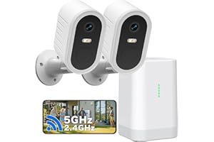 Security Cameras Wireless Outdoor No Subscription,2 Cam-Kit,Support 2.4G & 5G WiFi Router,Home Security System with 2K Night 