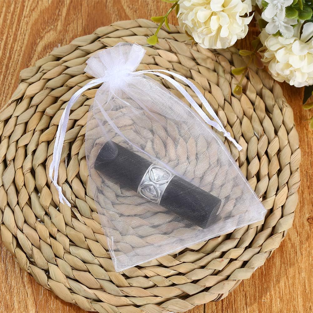 BUTTFLY 100PCS 4x6" Sheer Organza Bags,White Organza Wedding Favor Bags with Drawstring,Jewelry,Festival, Party Festival Gift Bags Candy Bags: Health & Personal Care