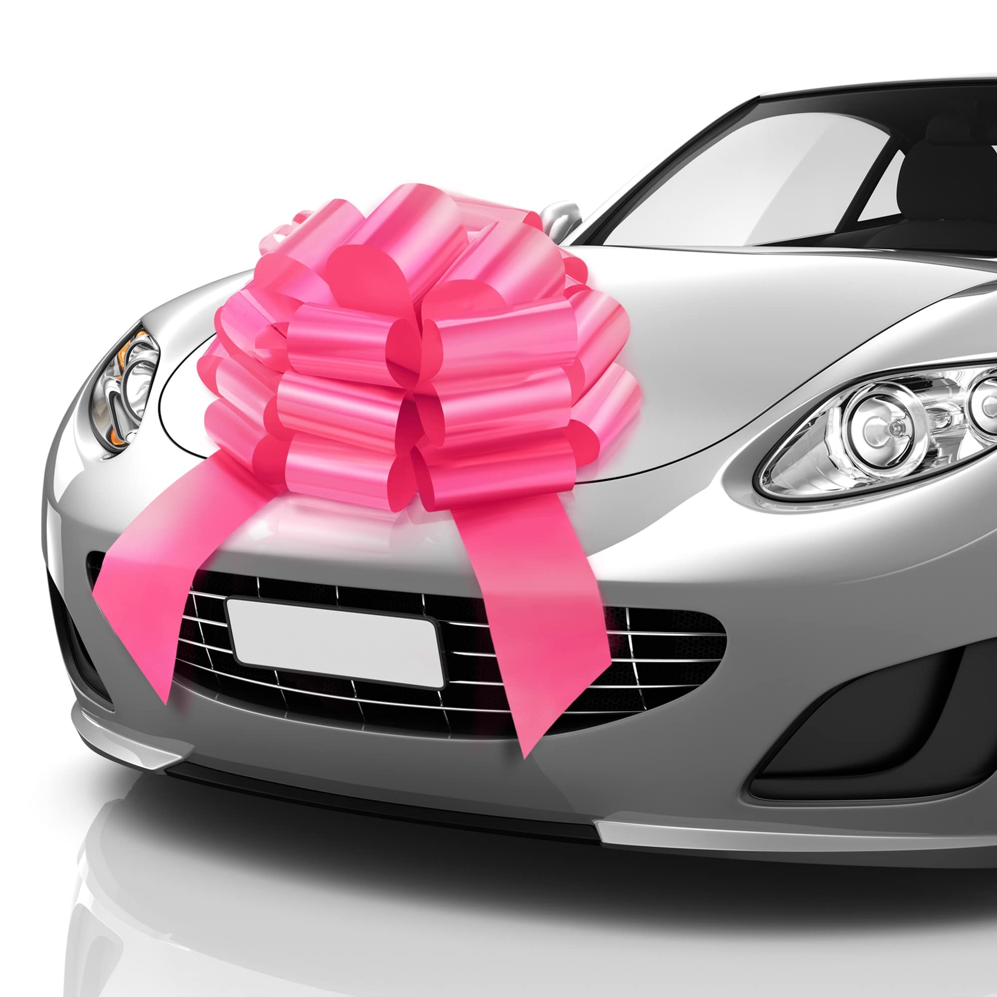 Photo 1 of Zoe Deco - Big Car Bow - Pink, 23 Inch - Round Shape Giant Car Bow for Birthday, Christmas, Wedding Reception, Surprise Party - Large Gift Wrapping for Huge Present
