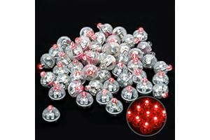 Xthuge 50pcs Mini Round LED Ball Lamp Balloon Light,Long Standby Time Ball Balloon Lights for Paper Lantern Balloon Light Party Wedding Decoration，Party Birthday,Festival Decorative Lights(Red)