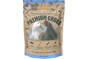 Eaton Pet and Pasture Premium Grubs, USA Grown Dried Black Soldier Fly Larvae, High Calcium Treat for Chickens, Ducks, Wild Birds (1 LB)