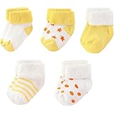 MAMIMAKA Unisex Baby Terry Socks 5-Pack for Baby boy and girl 0-12 Months Warm Cotton Socks