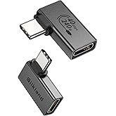 Silkland 90 Degree USB C Right Angle Adapter 2 Pack, 240W 40Gbps Male to Female USB-C Adapter Extender Compatible with Thunde