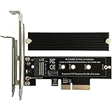 Bejavr M.2 NVME to PCIe 3.0/4.0 x4 Adapter, NVME/AHCI SSD to PCIe Expansion Card with Aluminum Heatsink Solution, Supports PC