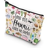 JNIAP Hawaii Makeup Bag Hawaii Trip Gifts Aloha State Beach Gifts Hawaii Vocation Travel Bag Hawaii Tourist Gifts Hawaii Toiletry Bag (Look Out Hawaii)
