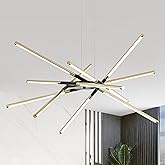 Modern Led Chandeliers, Black and Gold Sputnik Chandelier, 12-Lights Led Pendant Light for Dining Room, Kitchen, Living Room(