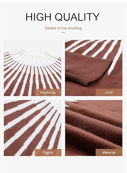 DOKOTOO WOMEN’S 2023 FALL LONG SLEEVE MOCK NECK STRIPED COLOR BLOCK COMFY LOOSE OVERSIZED KNITTED PULLOVER SWEATER ORANGE MEDIUM