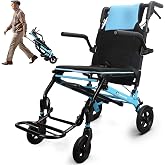Wheelchairs for Adults Transport Chair Lightweight Foldable with Telescopic Handle, 17-Inch Seat Width Portable Folding Travel Wheel Chairs for Seniors (June Updated Version)