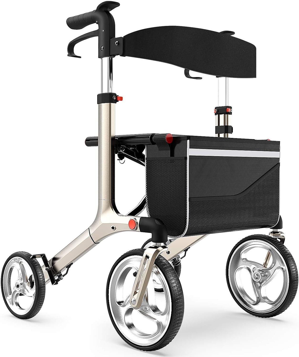 Healconnex Luxury Rollator Walkers for Seniors- Rollator Walker with Bult-in Brake Cable, Rollator Walker with 10"Large Wheels,Padded Seat and Backrest, Lightweight Aluminium Frame, Soft Rubber Handle: Health & Personal Care