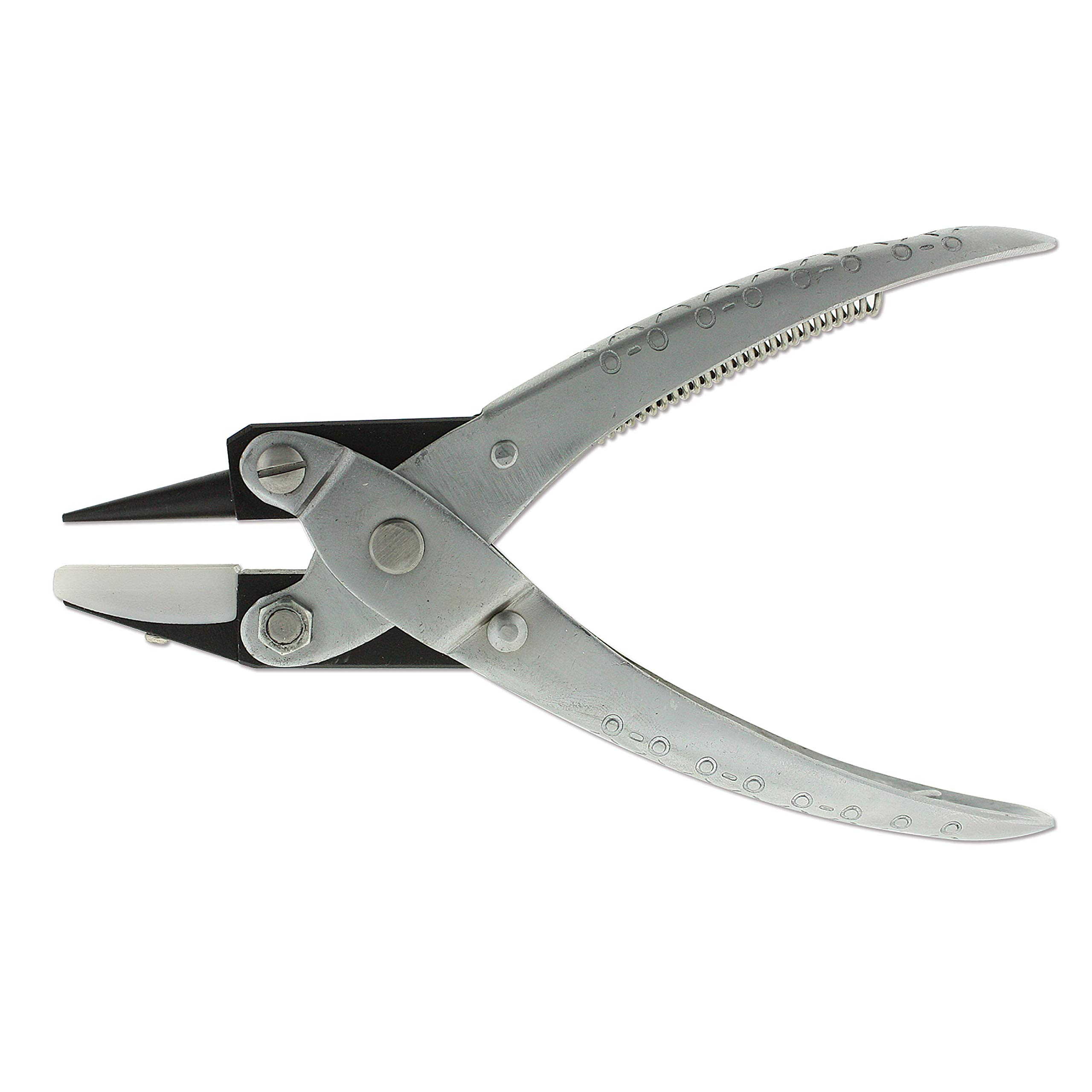The Beadsmith Round Nose/Nylon Flat Nose Parallel Pliers, 5.5 inches (140mm) Steel Tool for Jewelry Making, with Spring