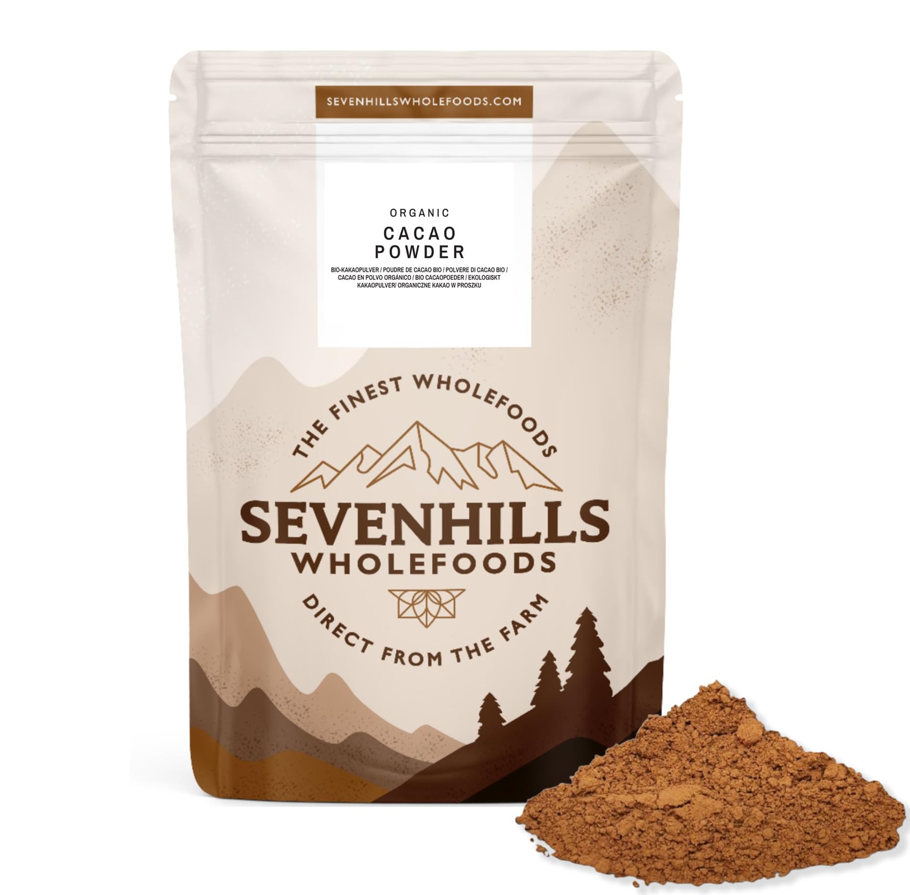 Sevenhills Wholefoods Organic Cacao/Cocoa Powder 200g | Natural Source of Potassium & Manganese | Pure & Vegan for Hot Chocolate, Smoothies & Baking | Unsweetened & Non-Alkalised | GMO Free