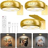 3 Pack Picture Light for Wall with 1200mAh Rechargeable Battery Operated Lights Remote Dimmable Timer Painting Light Magnetic