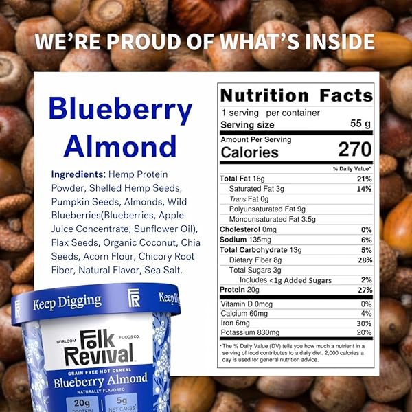 FOLK REVIVAL, CEREAL CUP GRAIN FREE BLUEBERRY ALMOND, 1.94 OUNCE