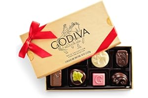 GODIVA CHOCOLATIER Godiva Red Bow Gold Assorted Chocolate Gift Box, Belgian Dark and Milk Chocolates with Pralinés, Ganaches & Caramels, Gourmet Holiday Gift, Kosher, 8 Pc
