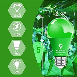 Gonhom A19 LED Green Light Bulb, 9W Equivalent to