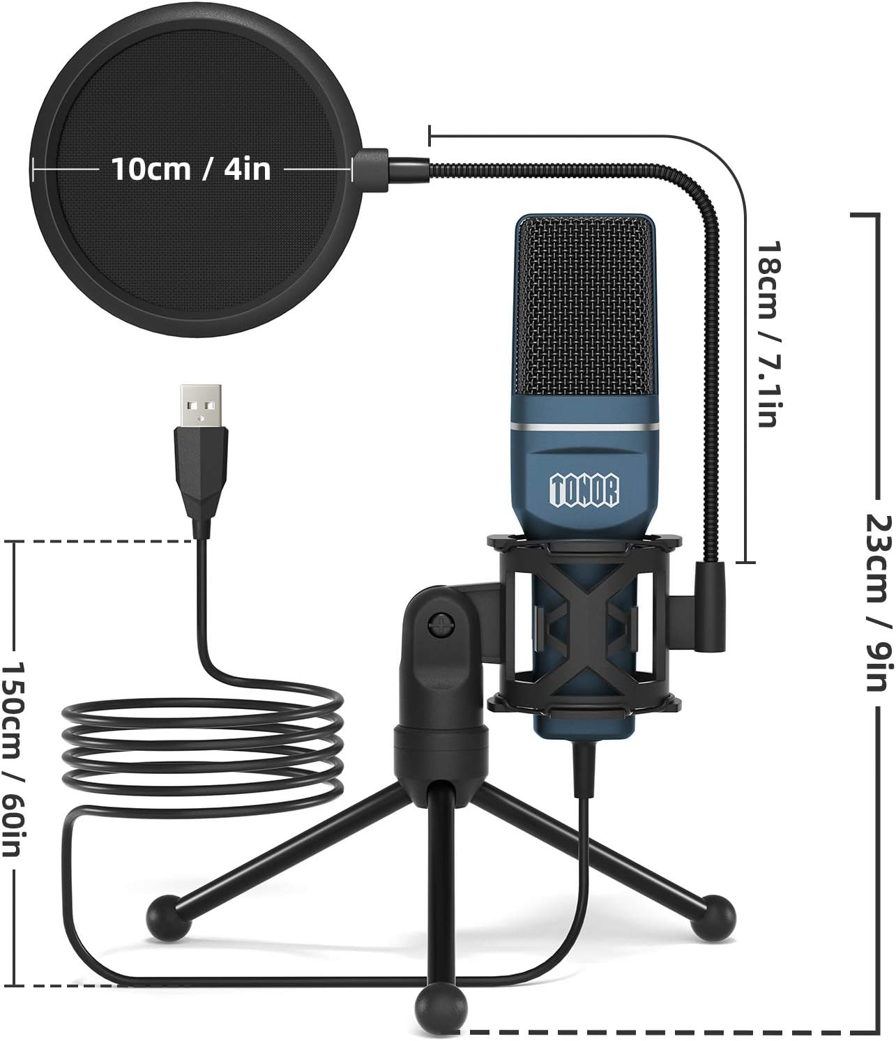 USB Gaming Microphone, TONOR Computer Condenser PC Mic with Tripod Stand & Pop Filter for Streaming, Podcasting, Vocal Recording, Compatible with iMac PC Laptop Desktop Windows Computer, TC-777: Home Audio & Theater