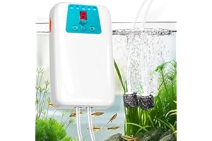 AQQA Aquarium Air Pump,Rechargeable Fish Tank Air Pump,Dual Outlet 6-Step Air Flow,Aerator for Provide Oxygen Bubbler to Outd