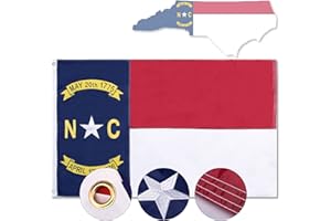 FLAGBURG North Carolina Flag 3x5ft, NC State Flag, The Old North State Flag with Heavy Duty Embroidered Stars Outdoor Indoor All Weather 210D Nylon Burgee Flag with Strong Canvas Header/Brass Grommets