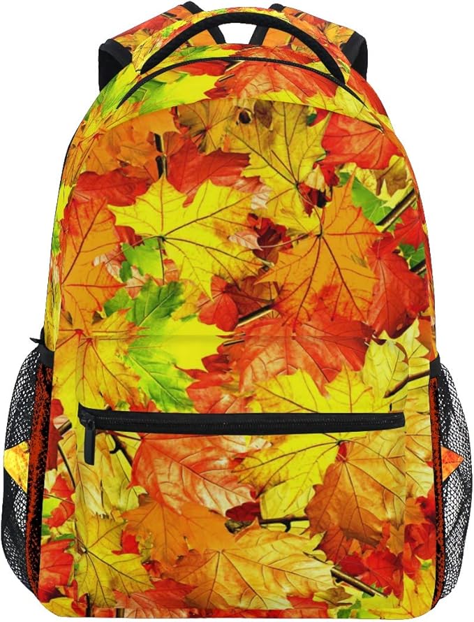 Autumn Leaves School Backpack for Boys Girls Kids Travel Bag Bookbag