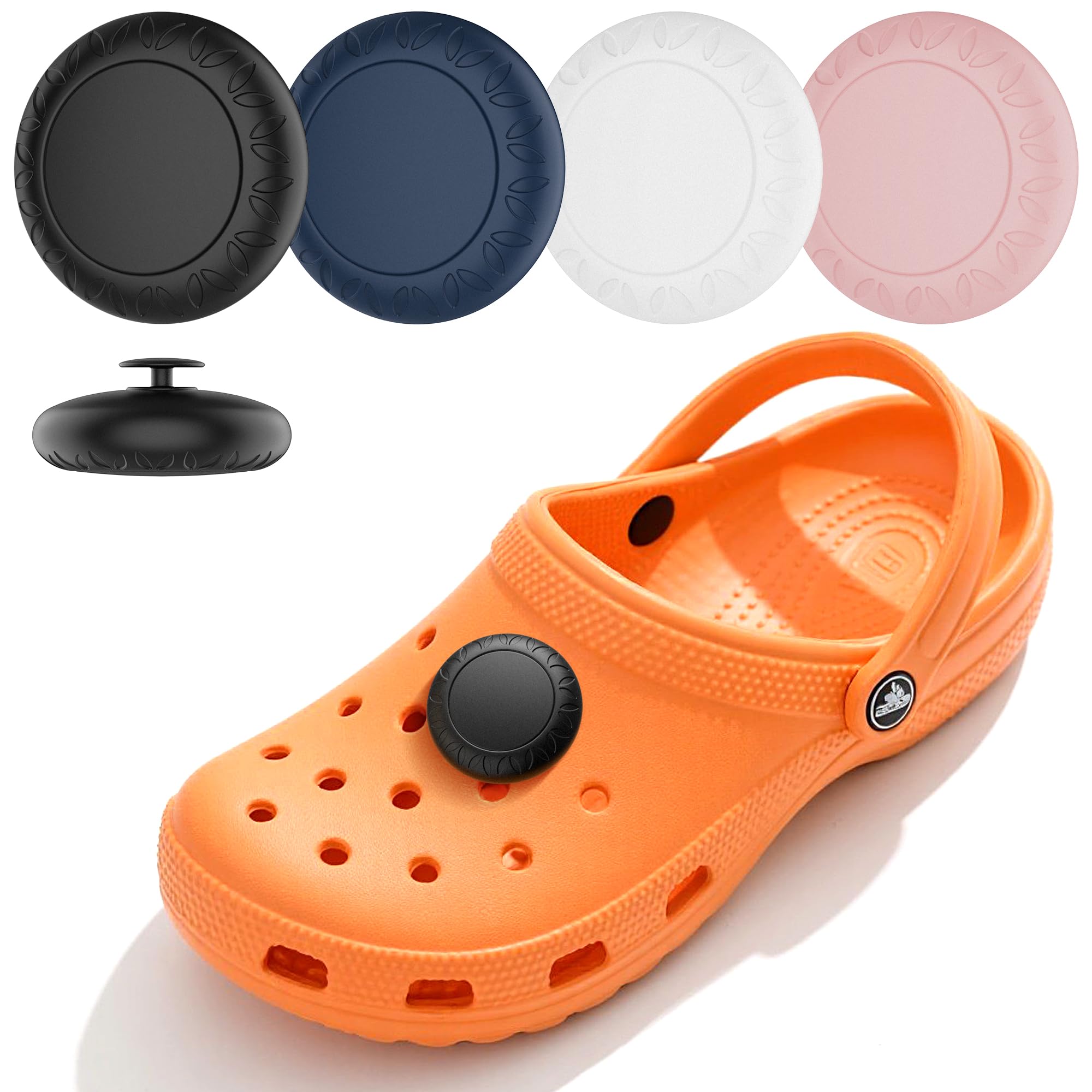 Photo 1 of [4 Pack] Waterproof Shoe Holder for Airtag, Silicone Case Cover for Kids Toddler Child, Hidden Wear Resistant Shoes Charms for Air Tags (Black,White,Pink,Blue)