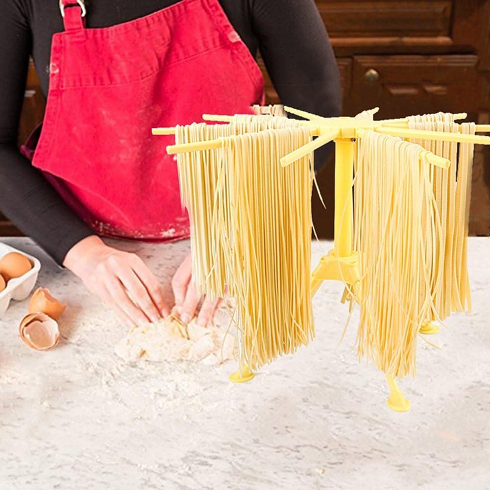 Kitchen Pasta Drying Rack Folding, iPstyle Spaghetti Drying Rack Noodle Stand with 10 Bar Handles (Green) - Image 5