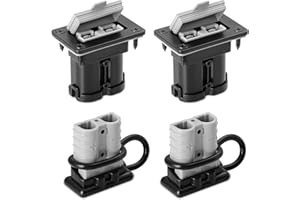 micrl 50 Amp Battery Quick Connect with Waterproof Mounting Panel, 6-8 Gauge Plug, Flush Mount Recessed Plate Kit for Car, Winch and Trailer (2pcs Grey)