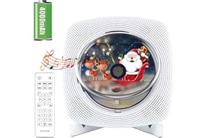 ARUNGO Rechargeable Portable CD Player with HiFi Speakers Bluetooth Desktop CD Player for Home with Remote Control Support FM Radio USB Timer Boombox