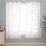 Deconovo 2 x Orange Linen Look Sheer Curtains with Eyelets 175x140 cm view 2