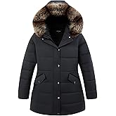 Pefflarge Women's Plus Size Parka Down Coat | Detachable Hood, Windproof, Waterproof, for Winter Comfort