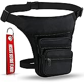 HAND-PRO Leg Bag Motorcycle Thigh Bag, Black, Standard, 5 Pockets, Water Resistant, Nylon, 135cm Strap, Zipper Closure, Men's & Women's