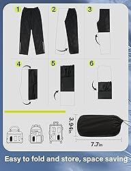 iCreek Men's Packable Rain Pants Waterproof