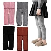 Silkglory Girls Leggings for Little Girls, 2 Pack Toddler Girl Pants Leggings for Baby Tights Knitted Multi-Colors 2-9 Years