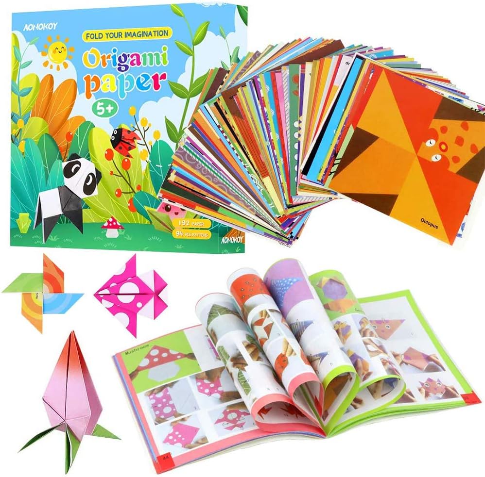 BESLIME C Juego de origami para niños, contiene 192 preciosos origami